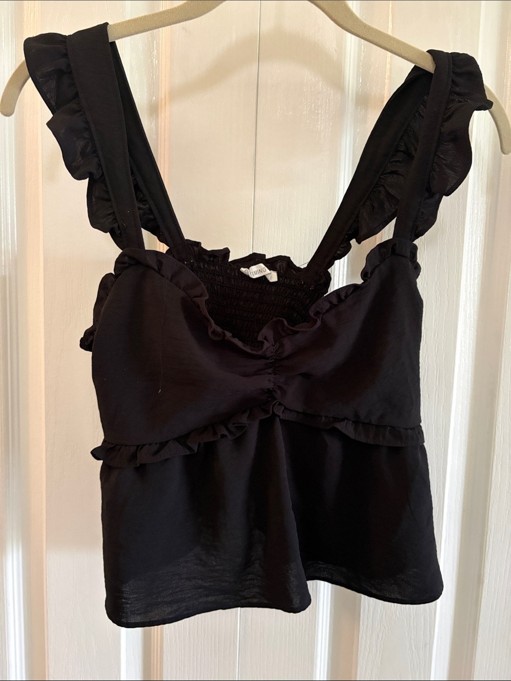 Timing Black Ruffled Crop Top - Picture 4 of 5